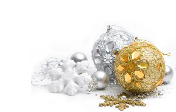 Balls, silver, New year, silver, gold, gold, Christmas, New Year