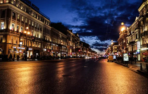 Picture machine, movement, street, Night, Peter, Saint Petersburg, Russia, Russia