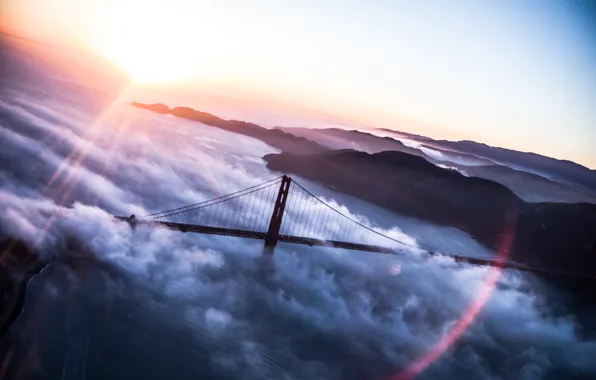 Clouds, bridge, USA, America, Golden Gate