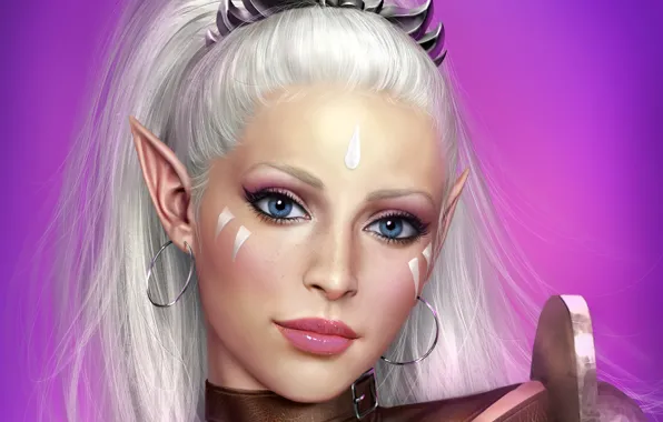 Picture eyes, look, girl, face, hair, elf, art, Antalya