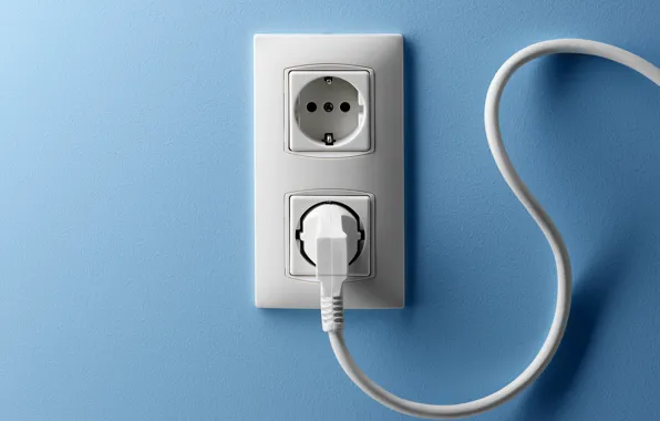 Picture wall, blue, cable, outlet