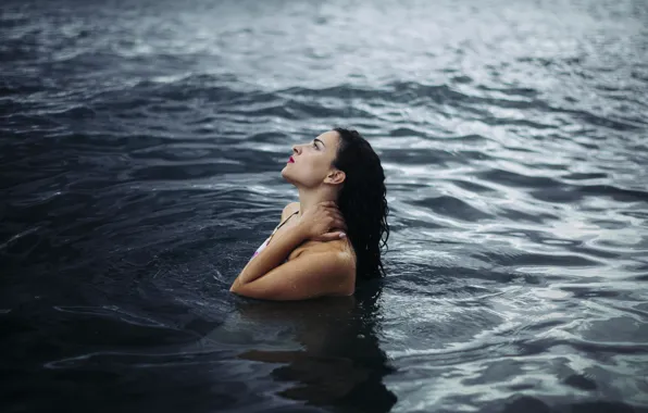 Picture water, girl, brunette