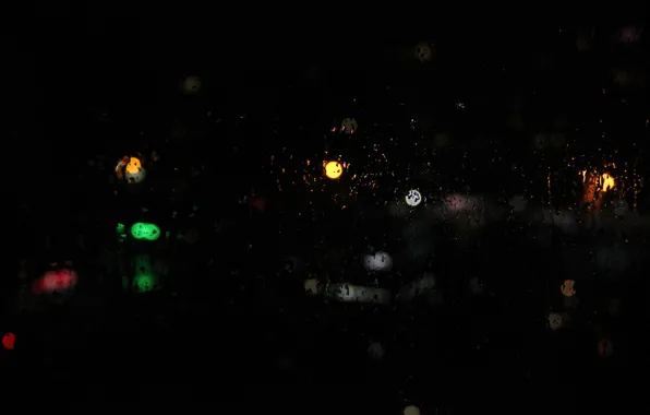Glass, night, lights, rasfokus, the lights are big