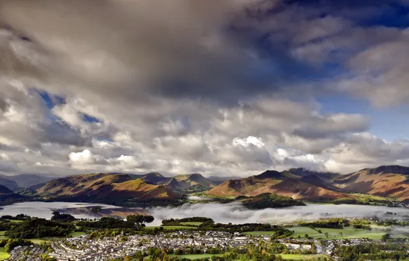 Picture landscape, mountains, the city