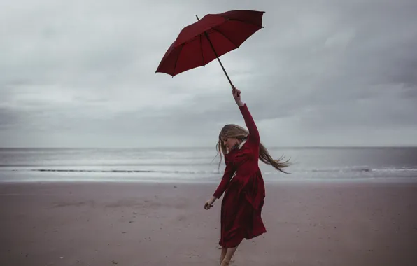 Picture girl, flight, umbrella