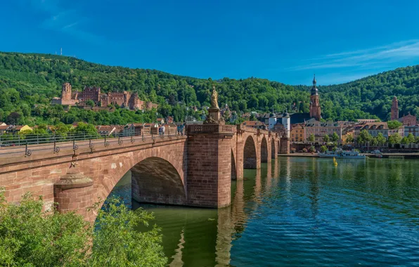 Picture bridge, river, castle, building, home, Germany, Germany, Old bridge