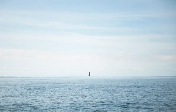 Sea, landscape, lighthouse, minimalism