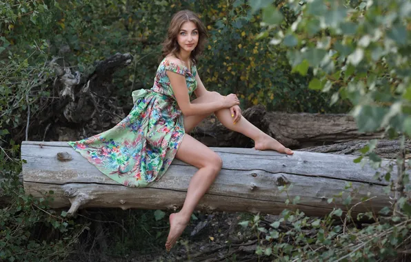 Summer, look, girl, nature, pose, dress, beauty, Olga