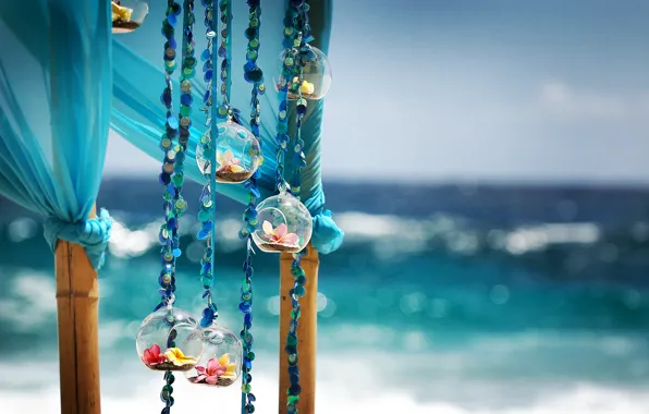 Sea, summer, flowers, nature, bokeh