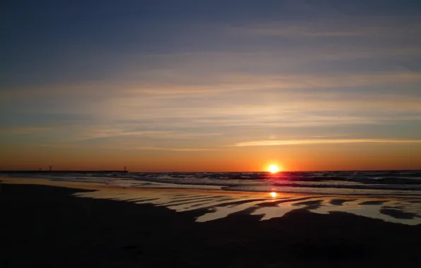 Beach, sea, sun, Loeb, sunsed