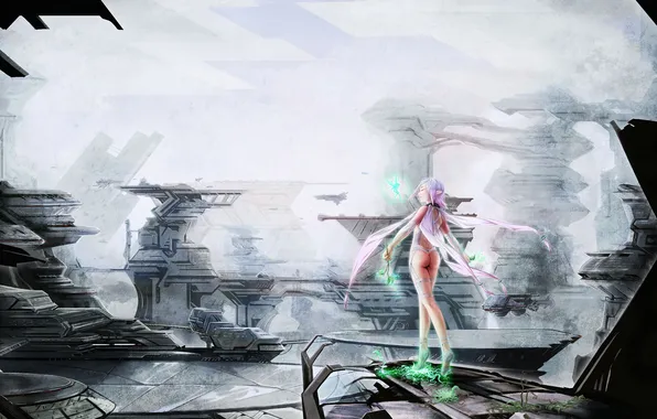 Girl, elf, figure, plants, branch, fairy, facilities