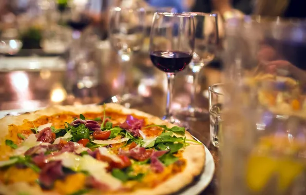 Background, glass, pizza