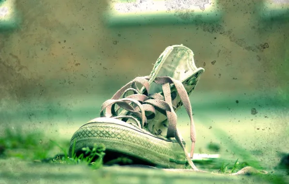 Sneakers, Grass, Green, spot