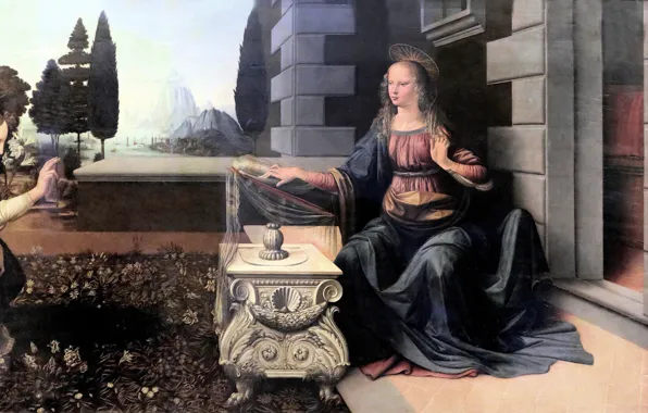 Picture, Florence, The Uffizi Gallery, Leonardo da Vinci, Annunciation to 1470-2