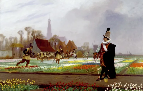 Picture flowers, picture, Jean-Leon Gerome, A satire of Tulip mania
