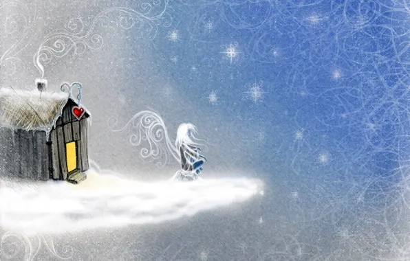 Picture snowflakes, angel, house, heart