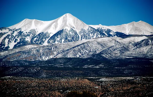 Blue, Snowy, Mountain Range