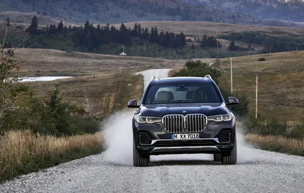 Picture movement, dust, BMW, 2018, crossover, SUV, 2019, BMW X7