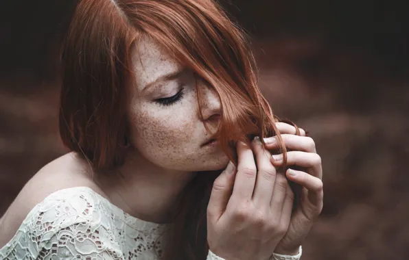 Girl, freckles, red