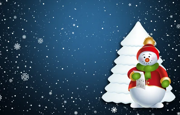 Winter, Minimalism, Snow, New Year, Christmas, Background, Tree, Holiday