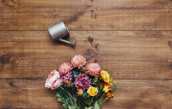 Flowers, bouquet, lake, flower, wood, decor