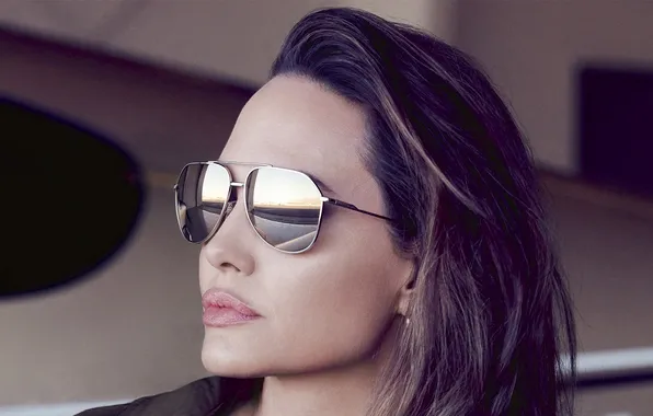 Portrait, makeup, actress, brunette, Angelina Jolie, Angelina Jolie, glasses, hairstyle