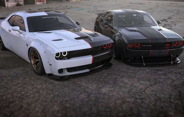 Auto, Machine, Machine, Dodge, Challenger, Lights, Dodge Challenger, Rendering