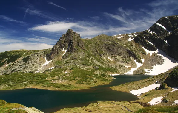 Mountains, Lake, Rock, Bulgaria