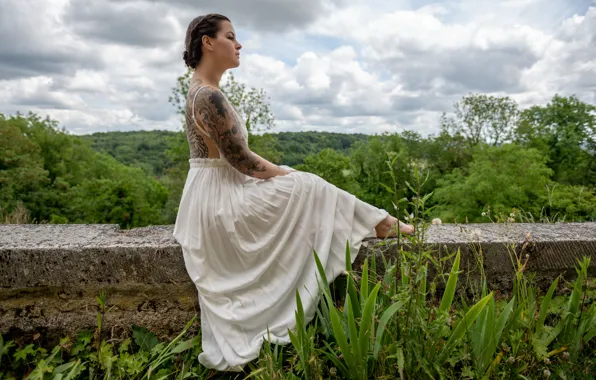 Picture girl, nature, tattoo