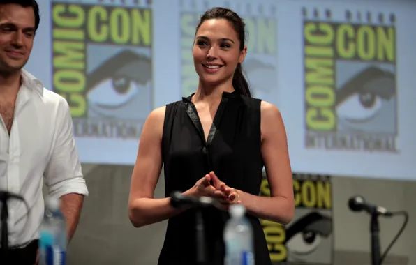 Smile, actress, Brunette, black dress, Gal Gadot, Gal Gadot