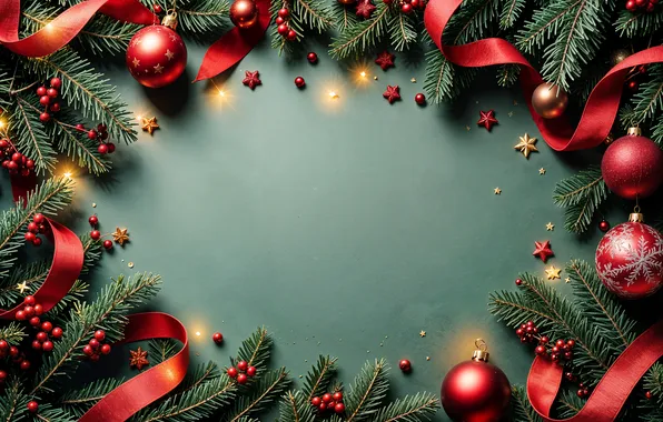 Decoration, background, balls, Christmas, New year, golden, new year, Christmas
