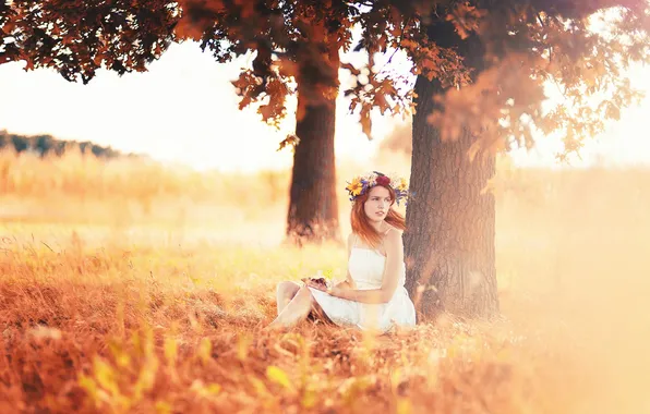 Picture autumn, girl, mood