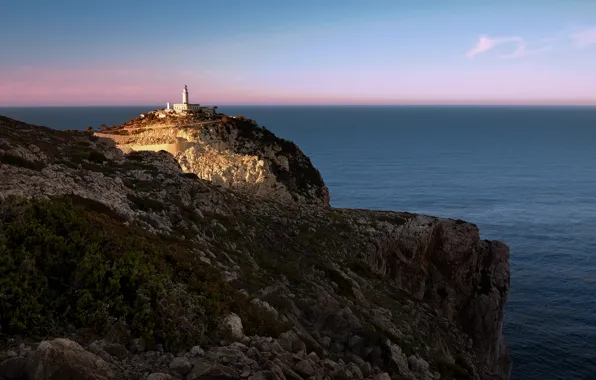 Picture sea, rocks, lighthouse, Majorca, Faro de Formentor