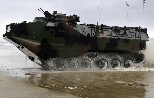Landing, amphibious-tracked, amphibious machine, AAVP-7A1
