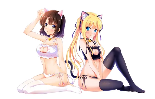 Sexy, lingerie, pantsu, bra, cleavage, panties, thighhighs, long hair