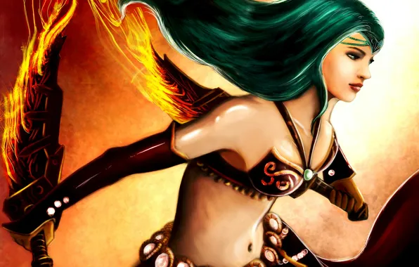 Girl, lights, weapons, art