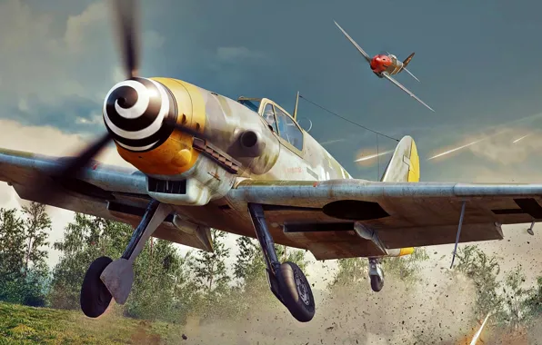 Trees, The rise, Bf-109, Attack, Chassis, Bf.109G-10, Red Army air force