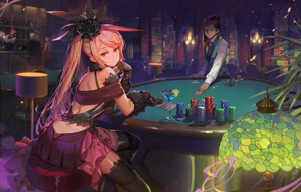 Picture look, girl, art, hall, casino, Fate / Grand Order