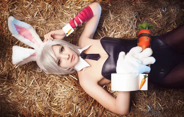Picture girl, hay, lies, ears, lol, League of Legends, riven