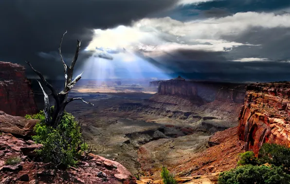 Clouds, Utah, USA, USA, sunlight, Utah, Canyonlands National Park