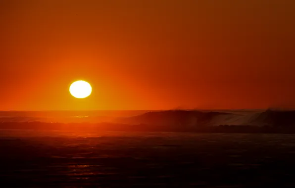 Wave, the sun, storm, the ocean, dawn, New York, East Hampton