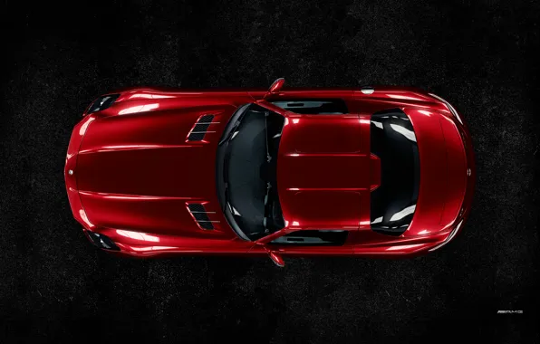 Mercedes-Benz, Red, AMG, SLS, Supercar, Top View