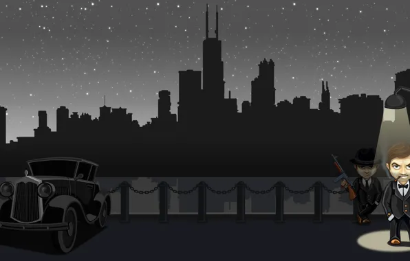 Night, street, the bandits, mafia, vector graphics