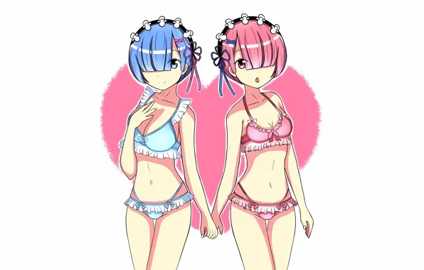 Sexy, lingerie, pantsu, bra, cleavage, panties, pink hair, girls