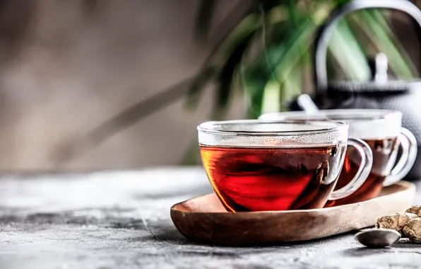 Table, tea, Cup, tray, fragrant, Natalia Klenova