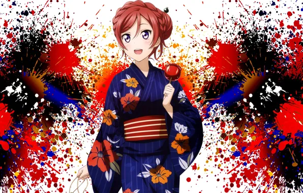 Girl, blots, yukata