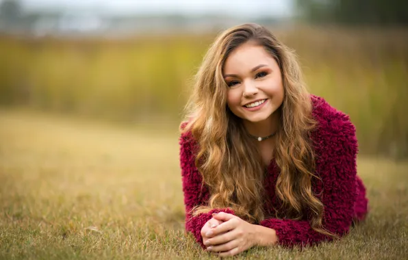 Look, girl, smile, hair, bokeh