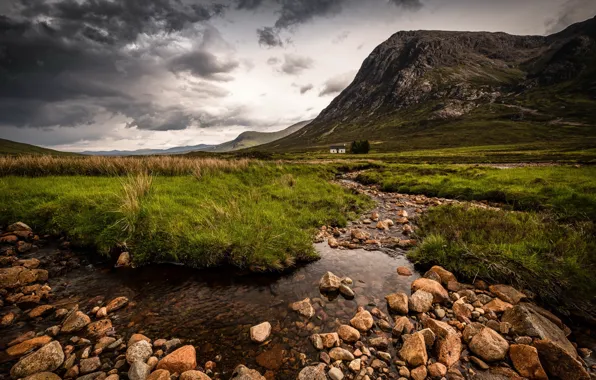 Picture house, mountain, valley