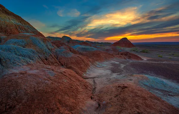 Picture clouds, sunset, mountains, rocks