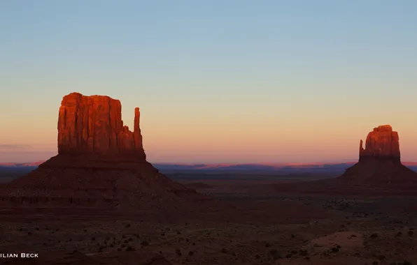 The sky, light, rocks, the evening, AZ, USA, Monument Valley